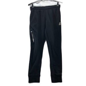 Reebok Sweats Joggers Womens Small Black Logo Pocket